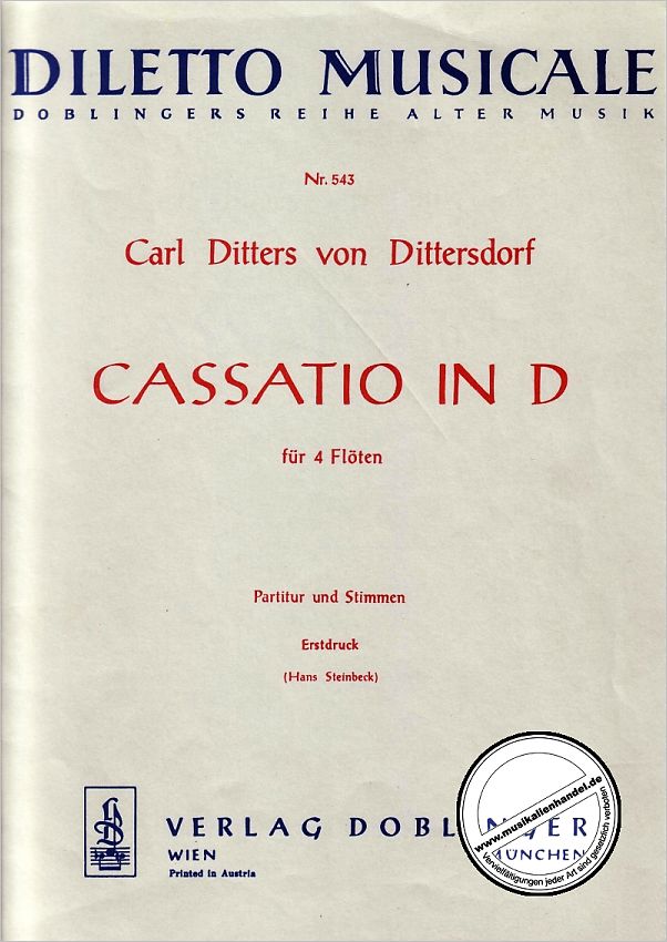 Titelbild für DM 543 - CASSATIO D-DUR