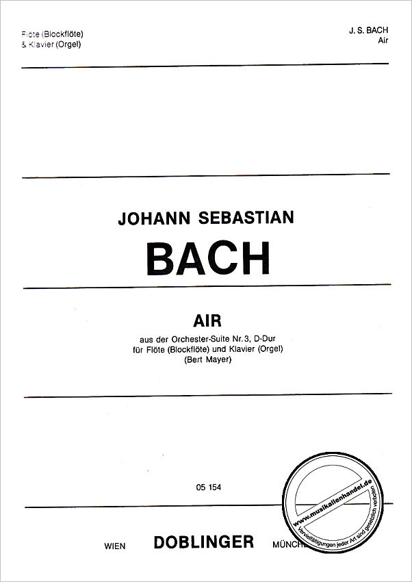 Titelbild für DO 05154 - AIR (ORCHESTERSUITE 3 D-DUR BWV 1068)