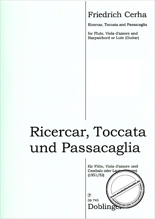 Titelbild für DO 06745 - RICERCAR TOCCATA + PASSACAGLIA