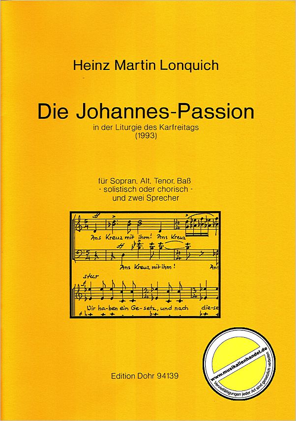 Titelbild für DOHR 94139 - JOHANNES PASSION IN DER LITURGIE DES KARFREITAGS