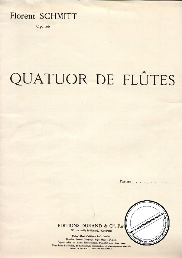 Titelbild für DUR 13363 - QUATUOR DE FLUTES OP 106