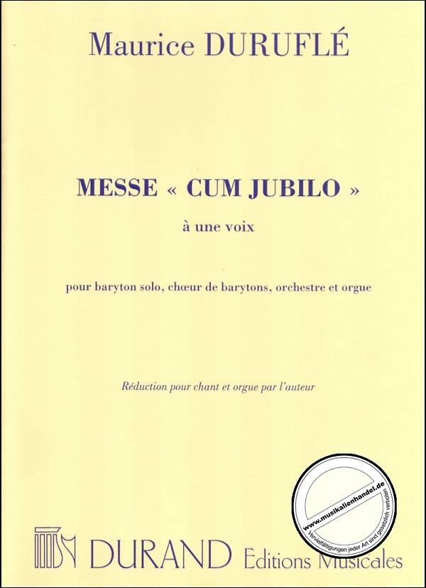 Titelbild für DUR 14011 - MESSE CUM JUBILO A UNE VOIX OP 11