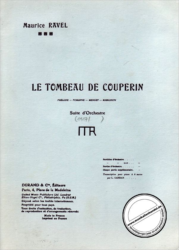 Titelbild für DUR 14025-P - LE TOMBEAU DE COUPERIN