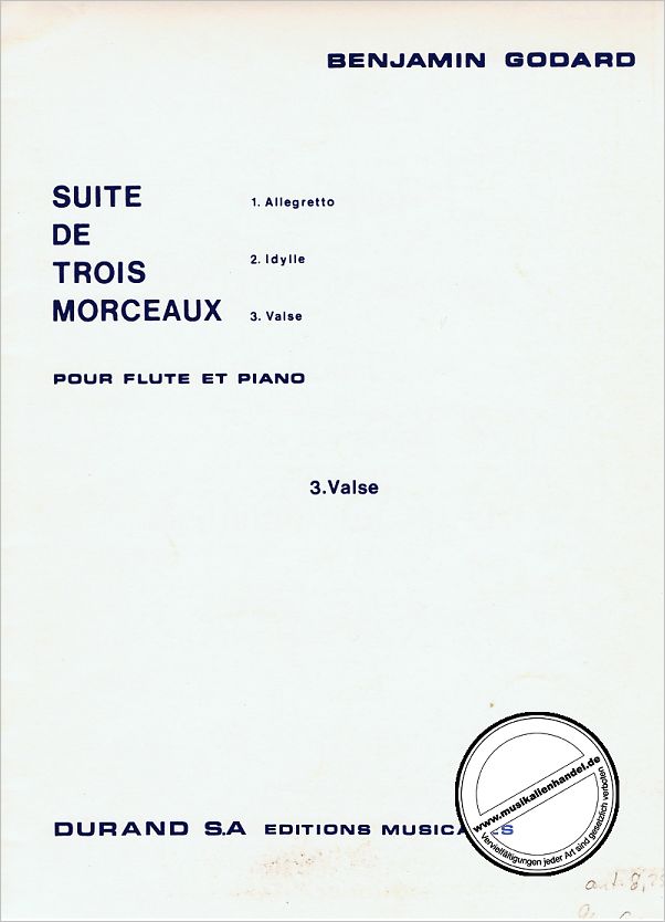 Titelbild für DUR 4144-3 - VALSE (SUITE DE TROIS MORCEAUX OP 116/3)