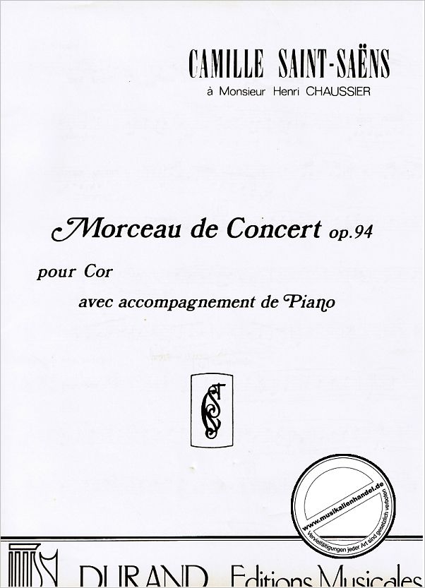 Titelbild für DUR 4605 - MORCEAU DE CONCERT OP 94