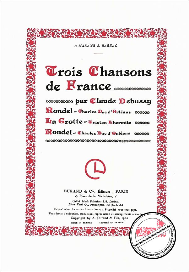 Titelbild für DUR 6416 - 3 CHANSONS DE FRANCE
