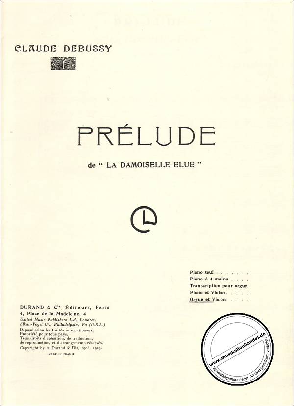 Titelbild für DUR 7351 - PRELUDE LA DAMOISELLE ELUE