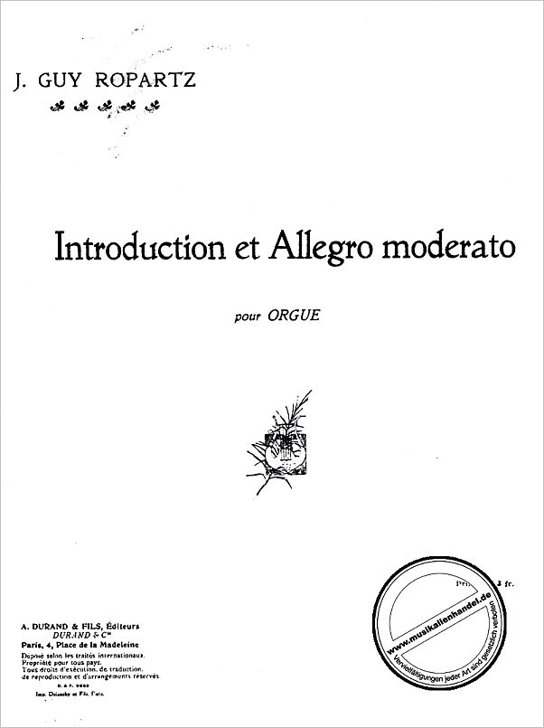 Titelbild für DUR 9665 - INTRODUCTION ET ALLEGRO MODERATO