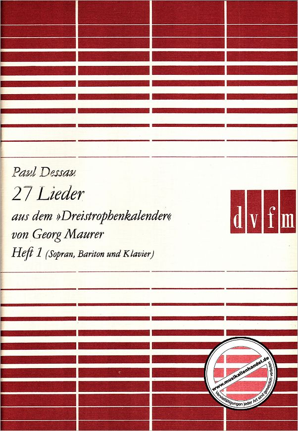 Titelbild für DV 9008 - 27 LIEDER 1 (DREISTROPHENKALENDER VON GEORG MAURER)