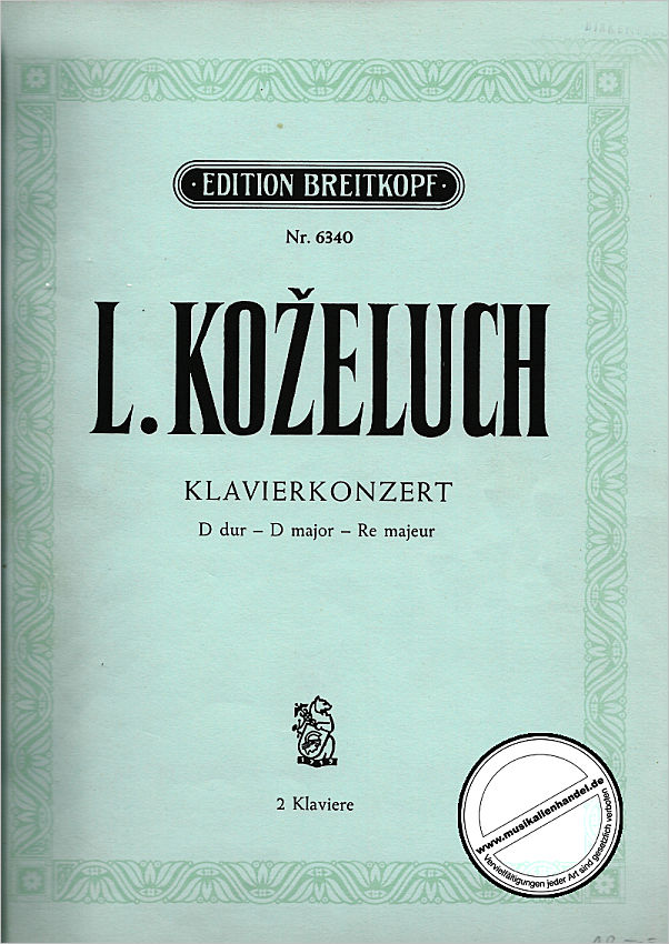Titelbild für EB 6340 - KONZERT D-DUR - KLAV ORCH