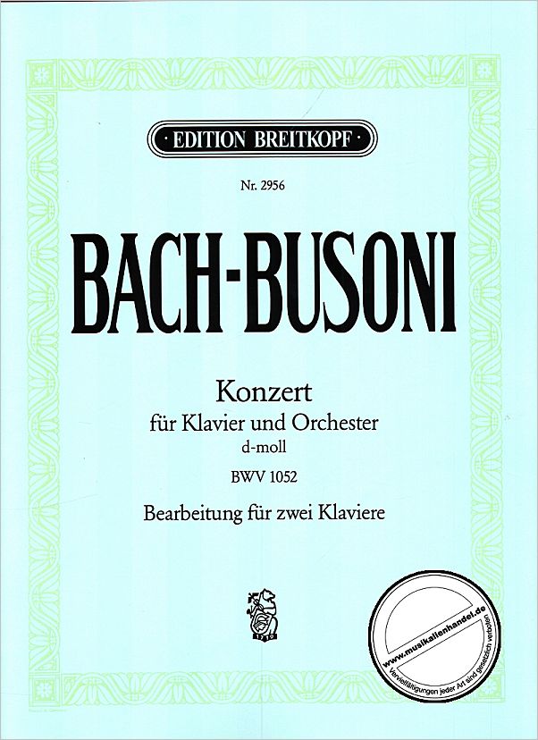 Titelbild für EB 2956 - KONZERT D-MOLL BWV 1052