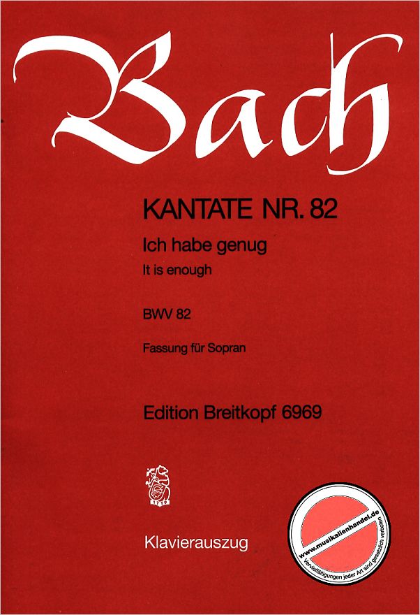 Titelbild für EB 6969 - KANTATE 82 ICH HABE GENUG BWV 82
