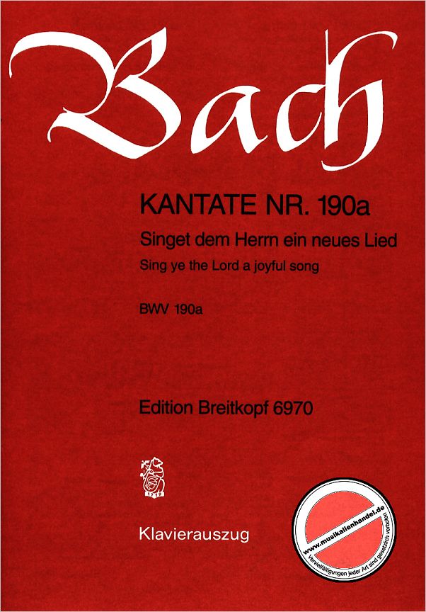 Titelbild für EB 6970 - KANTATE 190A SINGET DEM HERRN EIN NEUES LIED