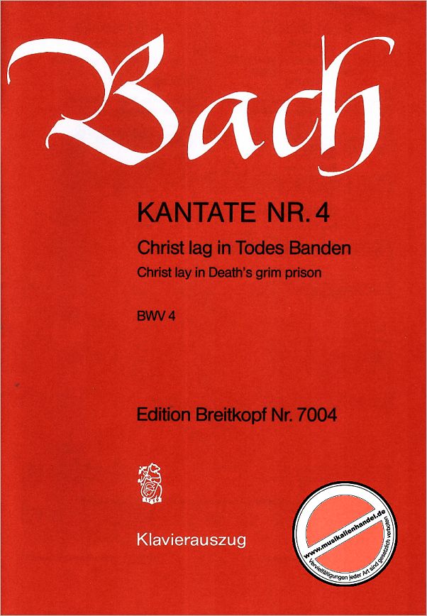 Titelbild für EB 7004 - KANTATE 4 CHRIST LAG IN TODESBANDEN BWV 4