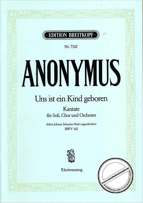Titelbild für EB 7142 - KANTATE 142 UNS IST EIN KIND GEBOREN BWV 142
