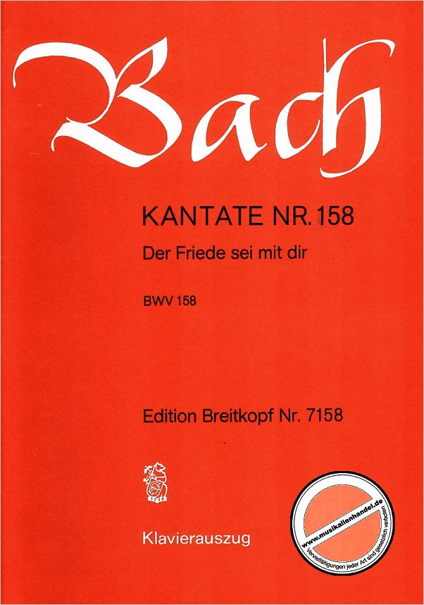 Titelbild für EB 7158 - KANTATE 158 DER FRIEDE SEI MIT DIR BWV 158