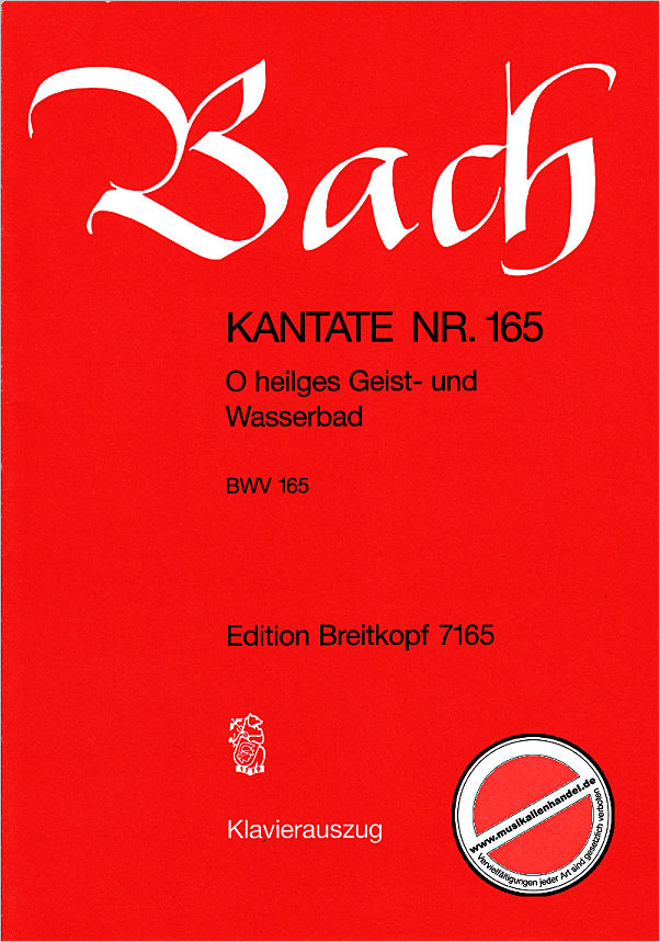 Titelbild für EB 7165 - KANTATE 165 O HEILGES GEIST UND WASSERBAD BWV 165