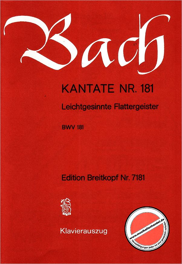 Titelbild für EB 7181 - KANTATE 181 LEICHTGESINNTE FLATTERGEISTER BWV 181