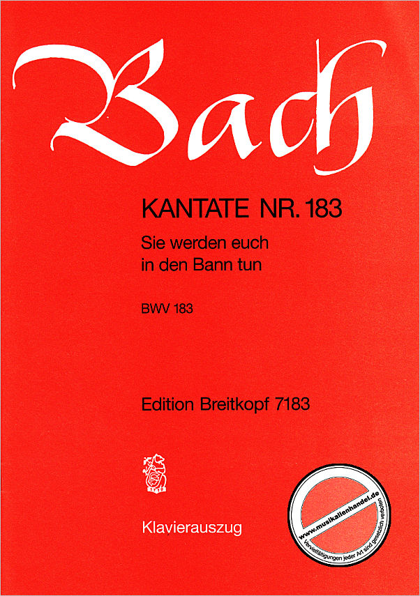Titelbild für EB 7183 - KANTATE 183 SIE WERDEN EUCH IN DEN BANN TUN BWV 183