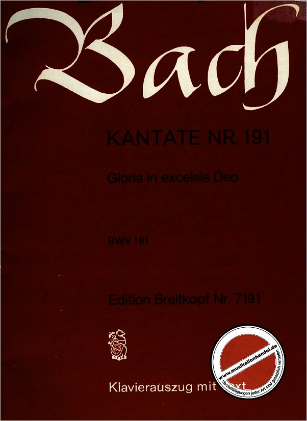 Titelbild für EB 7191 - KANTATE 191 GLORIA IN EXCELSIS DEO BWV 191