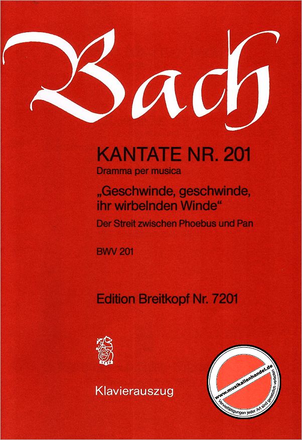 Titelbild für EB 7201 - KANTATE 201 GESCHWINDE GESCHWINDE BWV 201