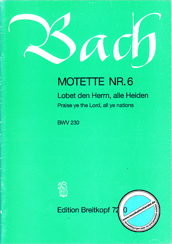 Titelbild für EB 7230 - LOBET DEN HERRN ALLE HEIDEN BWV 230