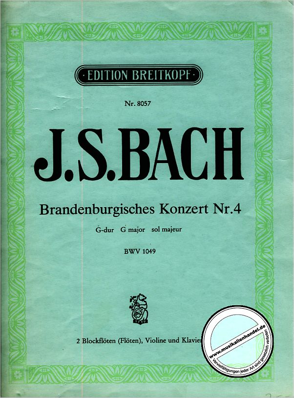Titelbild für EB 8057 - BRANDENBURGISCHES KONZERT 4 G-DUR BWV 1049