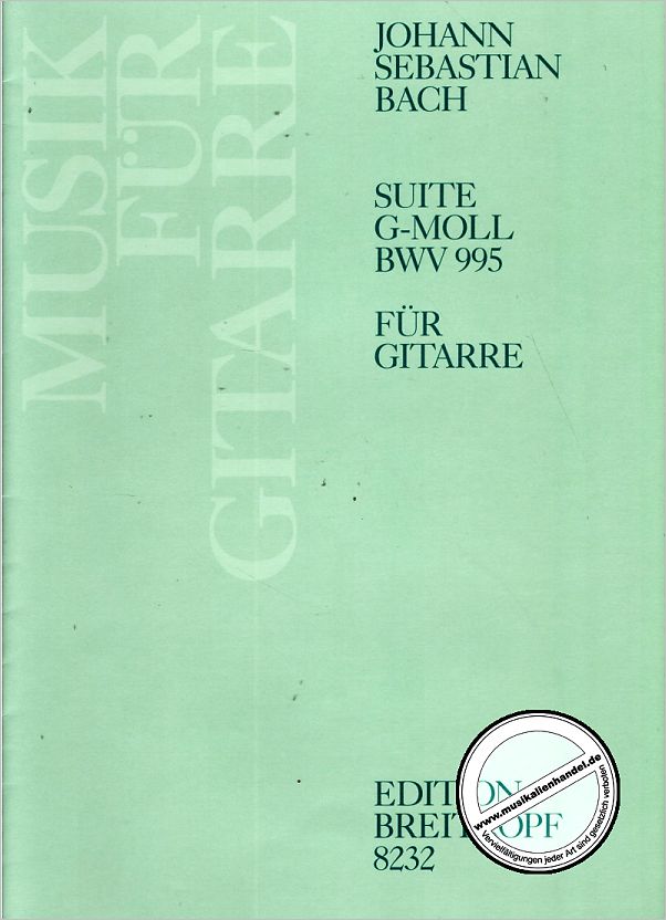 Titelbild für EB 8232 - SUITE G-MOLL BWV 995 (FUER LAUT
