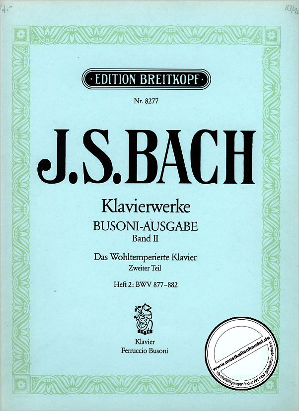 Titelbild für EB 8277 - DAS WOHLTEMPERIERTE KLAVIER 2/2 BWV 877-882