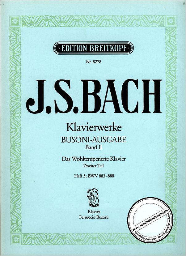 Titelbild für EB 8278 - DAS WOHLTEMPERIERTE KLAVIER 2/3 BWV 883-888