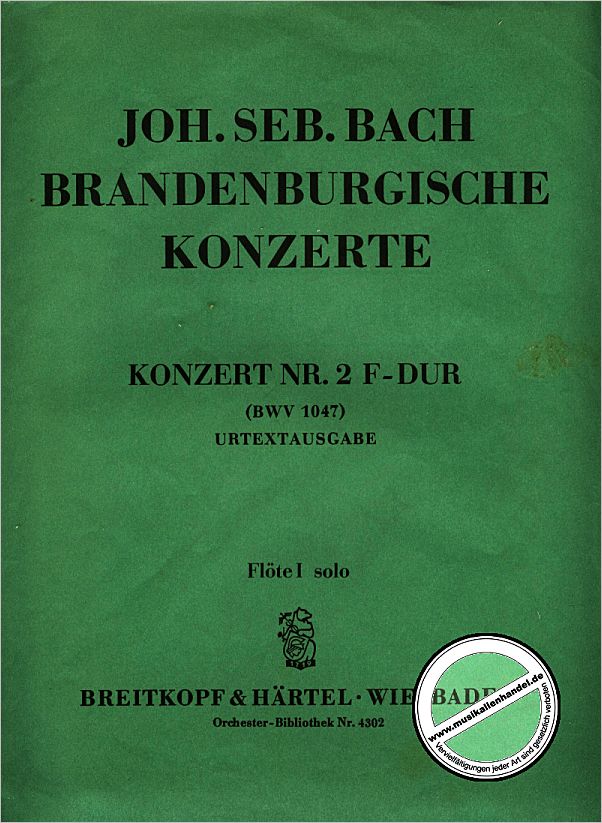 Titelbild für EBOB 4064-BFL - BRANDENBURGISCHES KONZERT 2 F-DUR BWV 1047