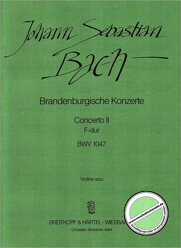 Titelbild für EBOB 4064-VLS - BRANDENBURGISCHES KONZERT 2 F-DUR BWV 1047