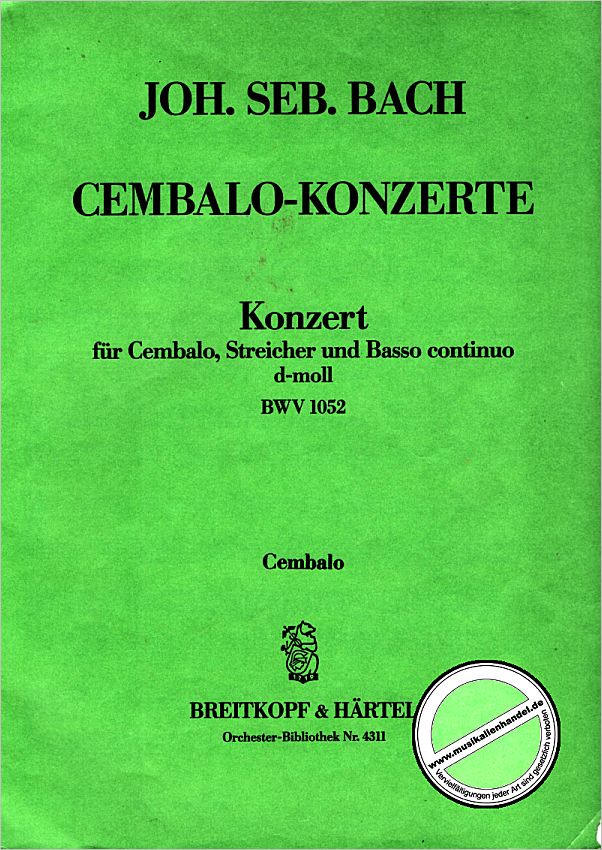 Titelbild für EBOB 4311-CEMB - KONZERT D-MOLL BWV 1052 - CEMB STR