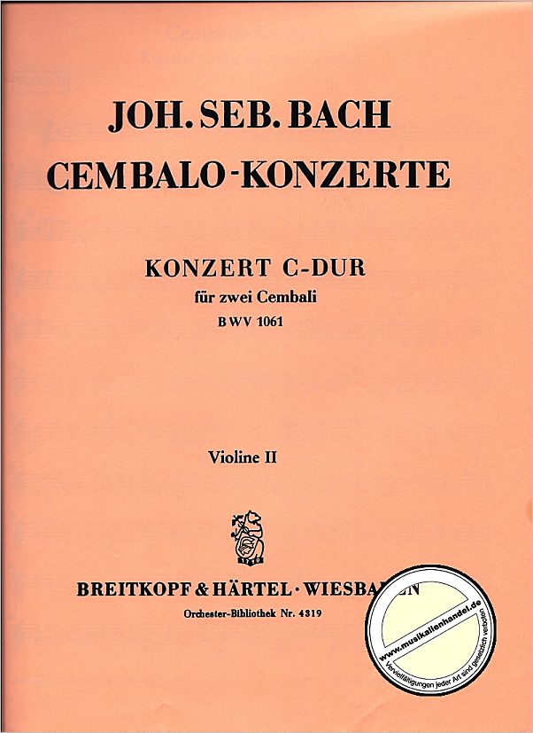 Titelbild für EBOB 4319-VL2 - KONZERT C-DUR BWV 1061 - 2 CEMB