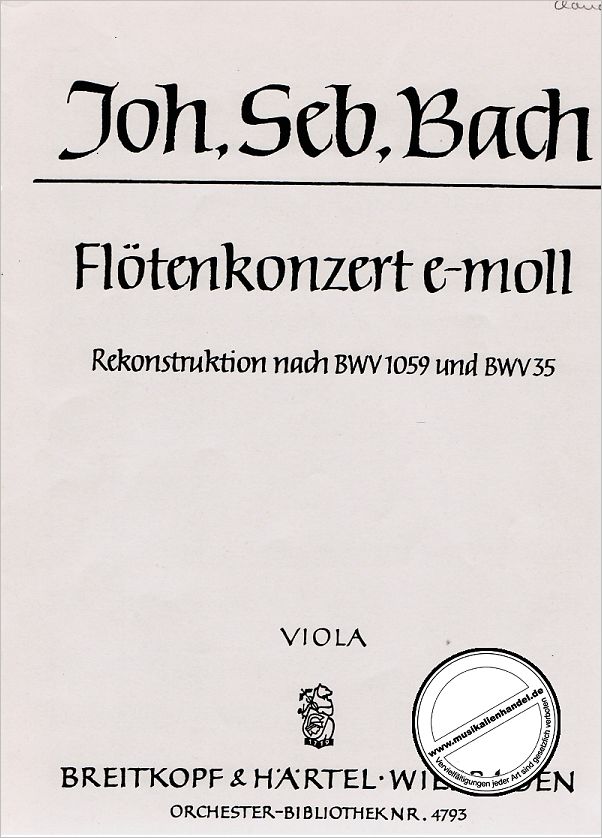 Titelbild für EBOB 4793-VA - KONZERT E-MOLL NACH BWV 1059 + 35 (REKONSTRUKTION)