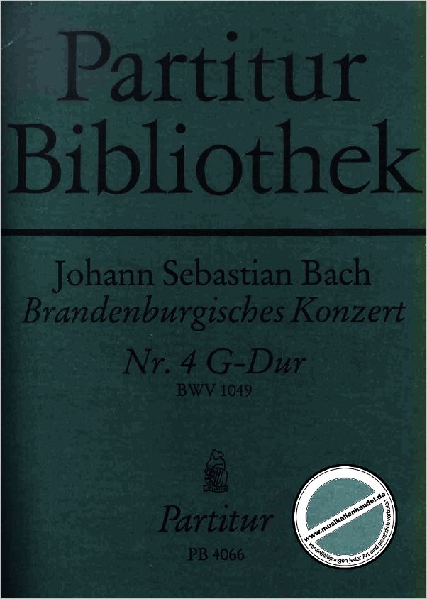 Titelbild für EBPB 4066 - BRANDENBURGISCHES KONZERT 4 G-DUR BWV 1049
