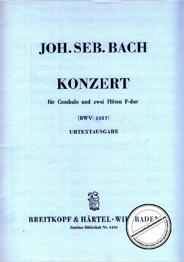 Titelbild für EBPB 4316 - KONZERT F-DUR BWV 1057