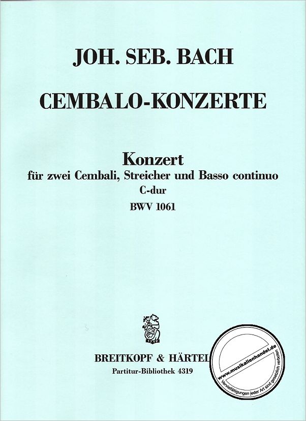Titelbild für EBPB 4319 - KONZERT C-DUR BWV 1061 - 2 CEMB