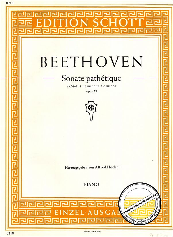 Titelbild für ED 0218 - SONATE 8 C-MOLL OP 13 (PATHETIQUE)