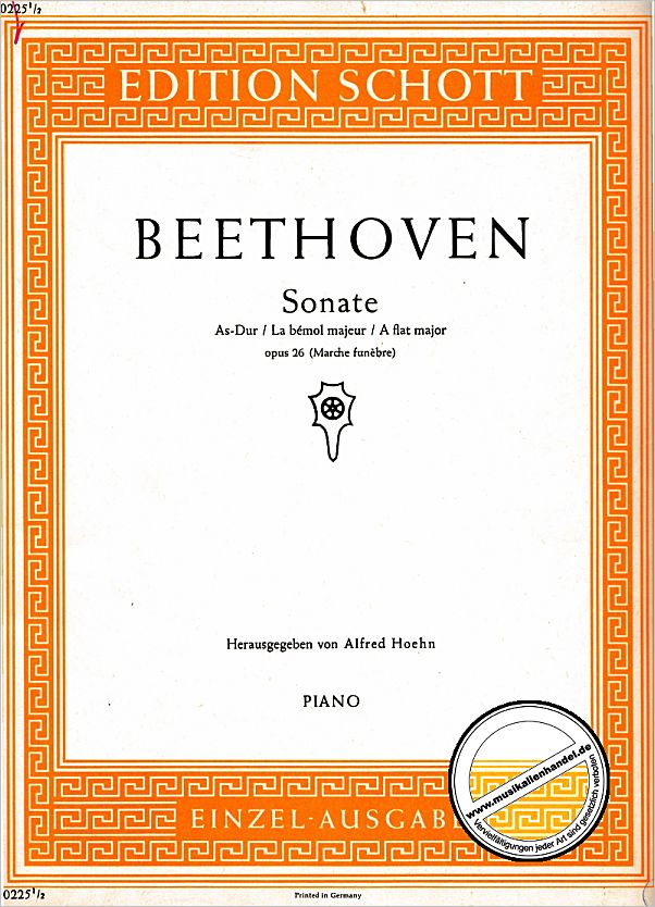 Titelbild für ED 0225 - SONATE 12 AS-DUR OP 26 (TRAUERMARSCH)