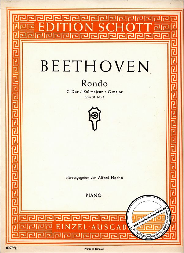 Titelbild für ED 0279 - RONDO G-DUR OP 51/2