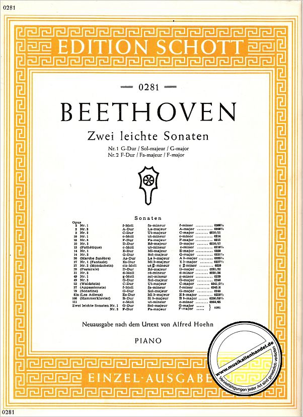 Titelbild für ED 0281 - 2 LEICHTE SONATINEN G-DUR / F-DUR