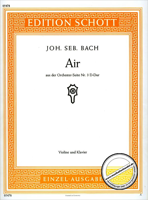 Titelbild für ED 05478 - AIR (ORCHESTERSUITE 3 D-DUR BWV 1068)