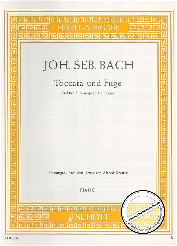 Titelbild für ED 05504 - TOCCATA + FUGE D-DUR BWV 912