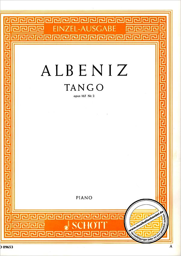 Titelbild für ED 09653 - TANGO D-DUR OP 165/2