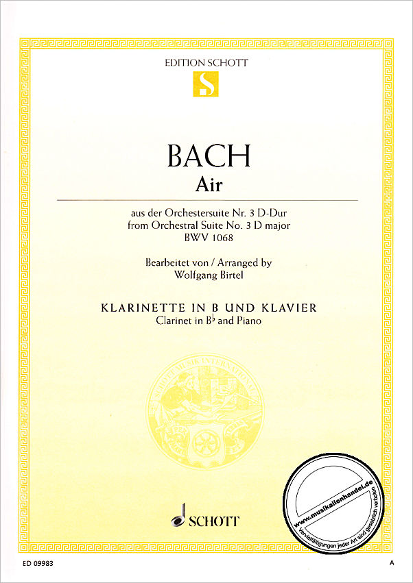 Titelbild für ED 09983 - AIR (SUITE D-DUR BWV 1068)
