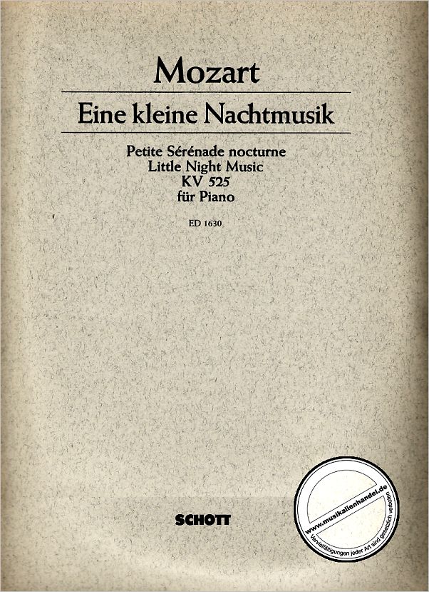Titelbild für ED 1630 - EINE KLEINE NACHTMUSIK G-DUR KV 525