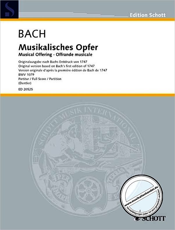 Titelbild für ED 20525 - MUSIKALISCHES OPFER BWV 1079
