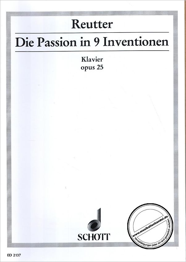 Titelbild für ED 2137 - PASSION IN 9 INVENTIONEN