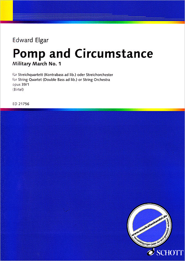 Titelbild für ED 21756 - POMP + CIRCUMSTANCE - MILITARY MARCH OP 39/1 (LAND OF HOPE AND GL